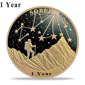 1 Year AA Sobriety Coin Recovery Chips Medallion For Men Women 12 Months Sober - Picture 1 of 14