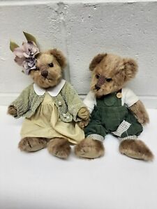The Bearington Collection Plush Teddy Bears. Male And Female 10" Pair