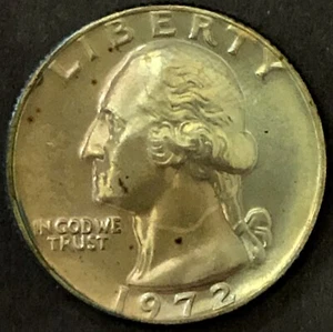 1972-P WASHINGTON QUARTER - EAGLE BACK - MS BU - TONED - 1 - Picture 1 of 2