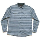 Swiss Tech Striped Shirt Mens Large Ls Polyester Blend Flap Pockets Multicor