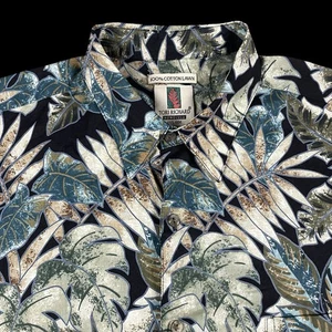 Tori Richard Shirt Mens Large Short Sleeve Button Up Hawaiian Palm Print EUC - Picture 1 of 11