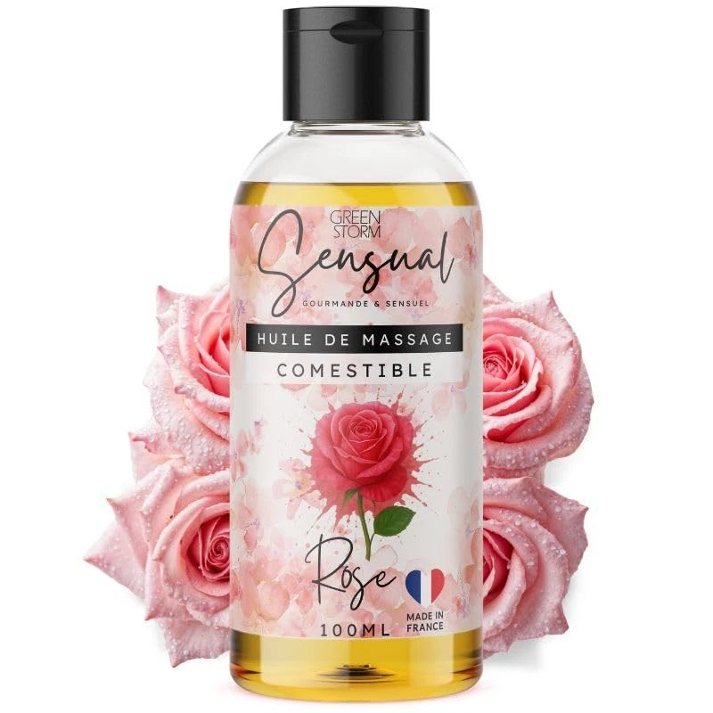 Huile de Massage Comestible Érotique Rose - Huile Massage Sensuel pour Couple... - Photo 1/4