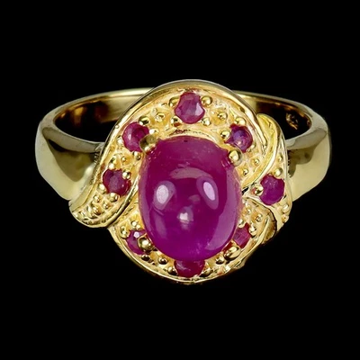 Black Friday 925 Silver Ring Oval Ruby 8x7mm Natural Gemstone Jewelry Size 7 - Image 1 of 4