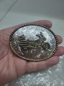 Montana Silversmiths Buckle Motorcycle Trim In Gold Tone - Picture 1 of 5