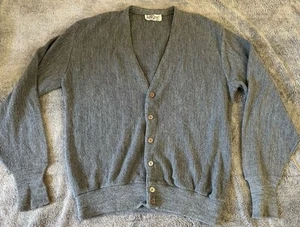 Vintage Herren Jantzen klassische Strickjacke Pullover 70er 80er grau groß hergestellt in den USA - Bild 1 von 5