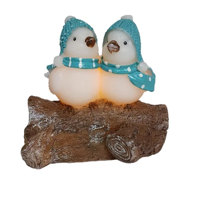 Vacaciones Invierno Decoración Pájaros de Nieve en Rama Vela Sin Llama De Colección Navidad Foto 1 de 4