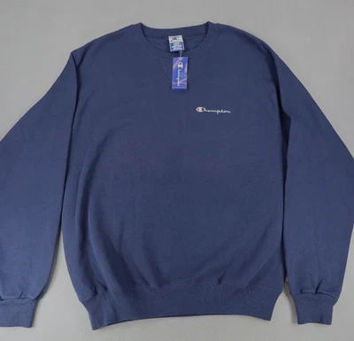 Sudadera De Colección Años 90 Campeón Para Hombres Talla L Azul Escritura Cuello Redondo Hecha en EE. UU. Foto 1 de 4