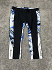 Skins Compression Tights Womens Medium Black White A200 3/4 Pants Lightweight