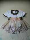 Stephan Baby Jumper Dress, 3-12M, Brown/White/Champagne, Lace, Ribbon, Flowers