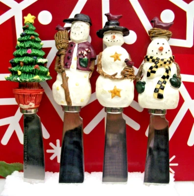 4 esparcidores de mantequilla de queso inoxidable para muñeco de nieve Boston Warehouse ÁRBOL DE NAVIDAD Foto 1 de 4