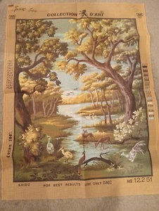 Collection D'Art Tapestry Canvas Of A Lake/Forest Scene. - Picture 1 of 4