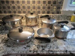 11 Pc Lot Vintage Revere Ware Copper Clad Skillet Saucepans Pots w/Lid - Picture 1 of 4