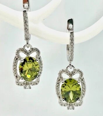 925 Sterling Silver Peridot Earrings - Image 1 of 3