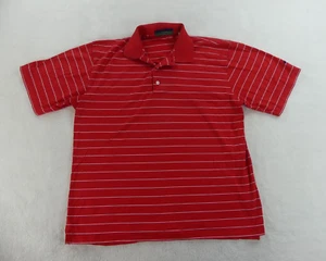 Robert Trent Jones Polo Shirt Mens Large Red Striped Cotton Embroidered * - Picture 1 of 15