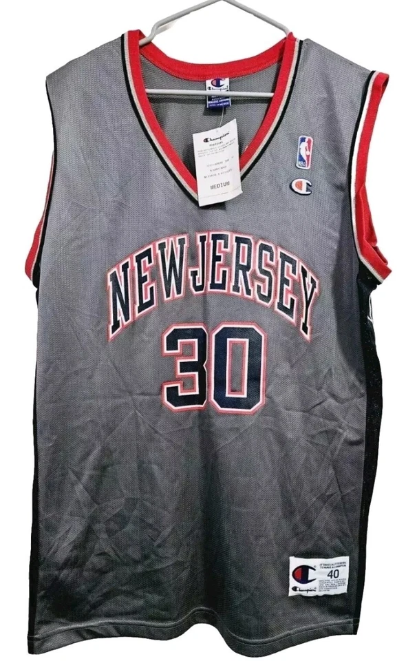 Champion NBA Men New Jersey Nets Kerry Kittles # 30 Signed Jersey Sz M Gray Navy - Image 1 of 4