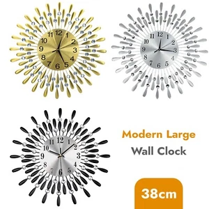 38cm Diamante Beaded Crystals Quartz Jeweled Wall Clock Home Decor Living Room - Picture 1 of 23