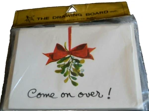 Invitaciones navideñas MISTLETOE paquete de 10 tarjetas ¡SELLADAS! TABLERO DE DIBUJO VINTAGE - Imagen 1 de 2