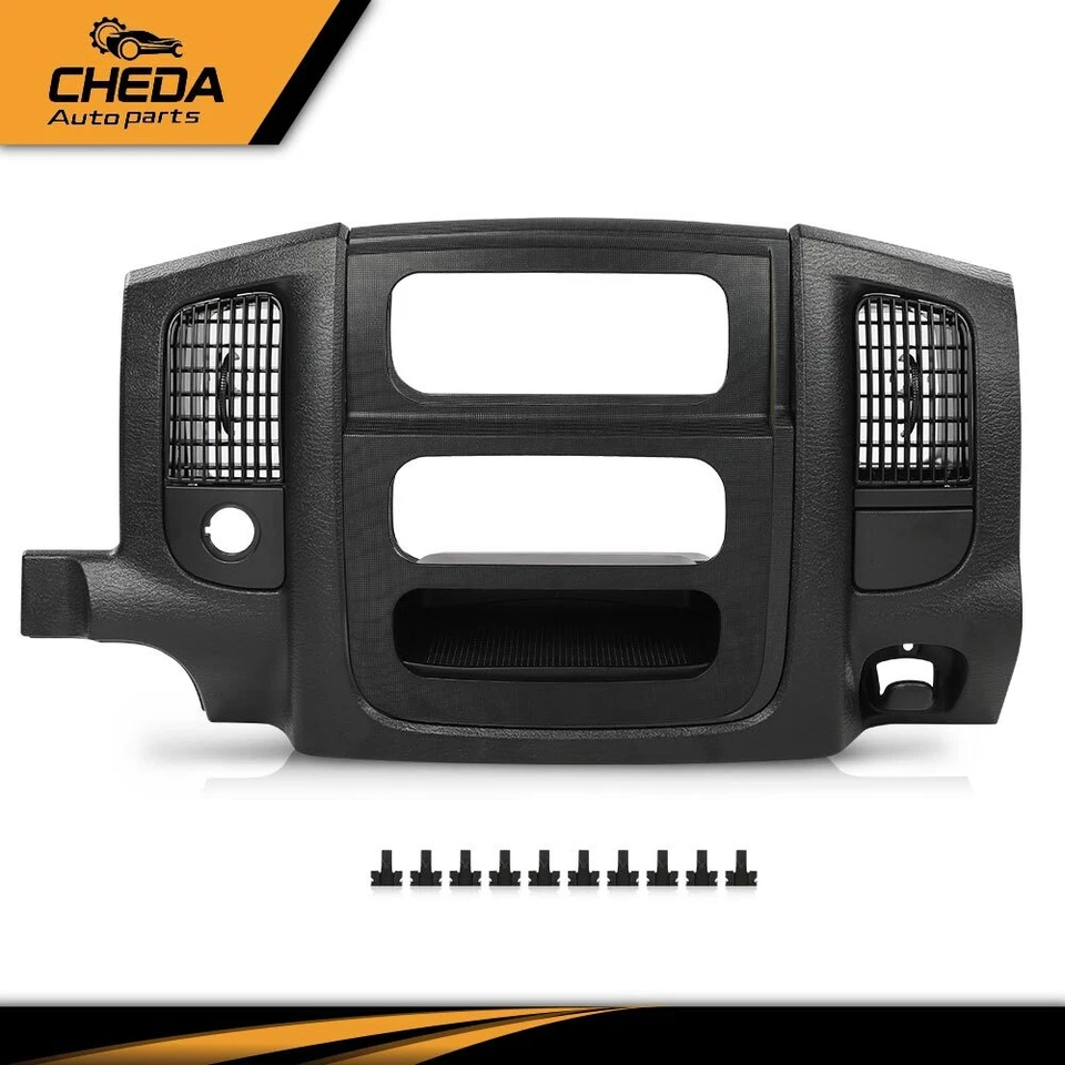 Ajuste para 02-05 Dodge Ram 1500 2500 painel rádio moldura acabamento climático painel ventilação preto - Imagem 1 de 4