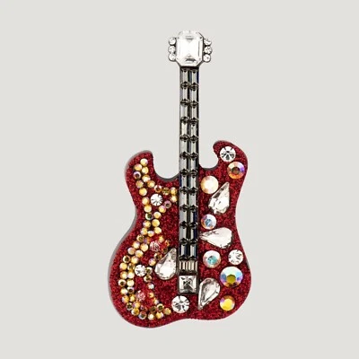 Butler and Wilson Red Crystal Guitar Brooch New Rock & Roll Musician New - Image 1 of 2