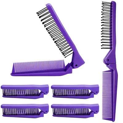 Hair Comb, 6PCS  Foldable Plastic Brush Comb Portable Folding Anti-Static Hairdr - Image 1 of 4
