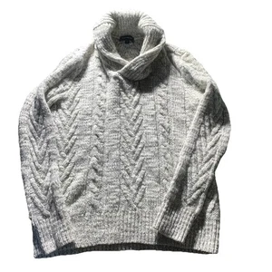 Express Fisherman Pullover Damen MED weiß schwarz Ski Grob hoher Kragen - Bild 1 von 12