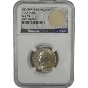 1947 D Washington Quarter MS 65 NGC Original Bag Fragment SKU:I22617 - Picture 1 of 4
