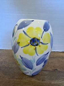 Frutuoso & Frutuoso Floral Vase with Yellow & Blue Flowers Made in Portugal - Picture 1 of 8