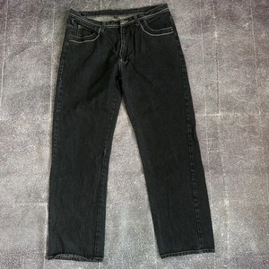 Men's Vintage Y2K Karl Kani Black Denim Wide Leg Embroidered Jeans Sz 38 X 34 - Picture 1 of 5