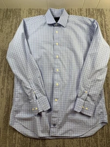 David Donahue Hemd Herren 16,5 34/35 blau Karobesatz Passform Baumwolle Button Down - Bild 1 von 6