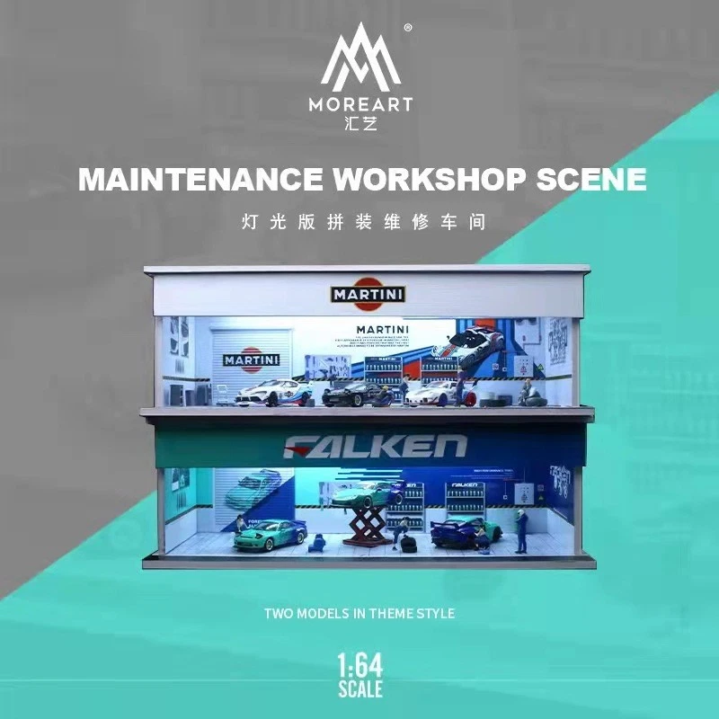 1:64 Parking lot model scene Alloy car model storage Garage dustproof light - Image 1 of 4