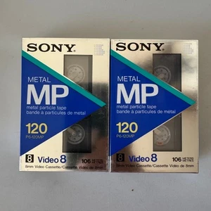 2x Sony Metal MP 120 Minuten Leerkassette Video 8 8mm Tape NTSC Videorecorder System NEU - Bild 1 von 3