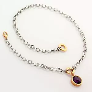 New Rebecca 2.77ctw Hydro Amethyst Round Two-Tone Necklace - Picture 1 of 1