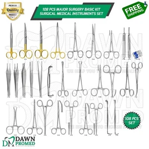 Kit básico de cirugía mayor de 108 piezas conjunto de instrumentos médicos quirúrgicos grado alemán - Imagen 1 de 8