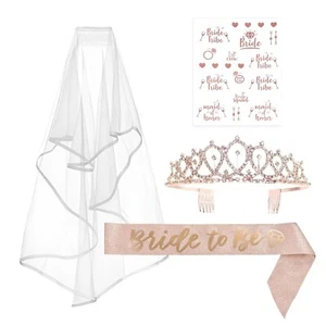 White Rose Gold Bridal Shower Decoration Set Bachelorette Supplies Kit Events - Picture 1 of 9