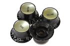 Bell Hat Knobs Black w/ Smooth Gold Reflectors US Fine Spine fits CTS pots