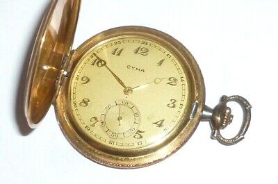 Alte Goldene Taschenuhr Herrentaschenuhr Uhr Sprungdeckeluhr Cyma Art Deco 30er • 129.99€
