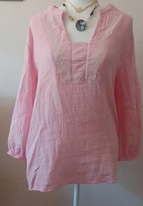 Blusa Mujer Rosa Estilo Boho Talla L 100% Algodón Bordada Fácil Cuidado - Imagen 1 de 5