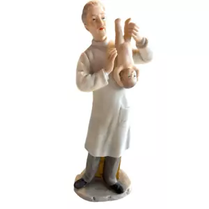 Vintage OB/GYN MD Baby Doctor Ceramic Statue with Newborn Baby - 10.5” - Picture 1 of 5