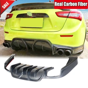 For 2014-21 Maserati Ghibli Real Carbon Fiber Rear Bumper Diffuser Lip Spoiler - Picture 1 of 12
