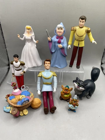 Disney Cinderella Figure Lot - Prince Charming - Gus - Fairy Godmother - Lucifer Cover