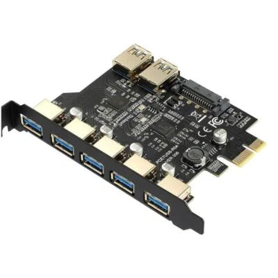 PCIE USB3.0 Expansion Card PCI for  to USB Adapter HUB 7 Ports 5Gb Super - Image 1 of 4