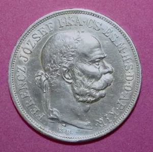 S4 - Hungary 5 Korona 1900-KB Almost Uncirculated + Silver Coin - Franz Josef I - Picture 1 of 2
