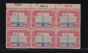 1928 AIRMAIL Sc C11 Radio Beacon MNH nice OG plate block with TOP (ME - Picture 1 of 1