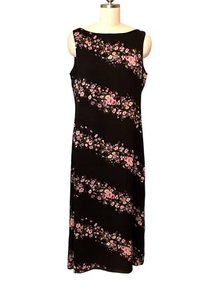 VTG 90’s Y2K 100% Silk Floral Midi Dress Cottagecore Fairy Boho Petite Sz 14 - Image 1 of 4