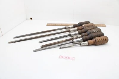 Mac Tools Lot of 6 Screwdrivers 1 Phillips 5 Flat Head Wood Handles USA - Image 1 of 4