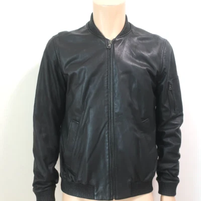 Chaqueta bomber de cuero Vince negra talla mediana Foto 1 de 4