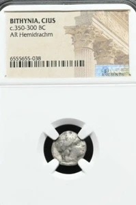 BITHYNIA, Kios Cius. Silver Hemidrachm, 350-300 B.C. NGC Cert .Prow of Galley - Picture 1 of 2