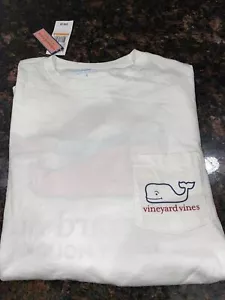 NWT Vineyard Vines Men’s Santa Whale L/S White t-shirt Happy Holidays Reg $48 - Picture 1 of 8