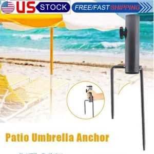 Ground Spike Parasol Base Beach Garden Umbrella Holder Adjustable Patio Stand US - Picture 1 of 13