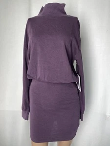 Nation Womens Mini Dress Dark Purple Size XS Lisa Fig Jam Mock Neck - Picture 1 of 9